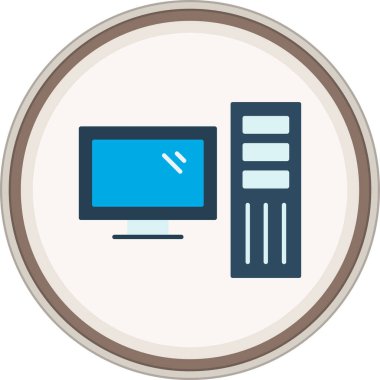 Masaüstü Bilgisayar Düz etiketi. Web Kullanımı için Vektör İllüstrasyonu