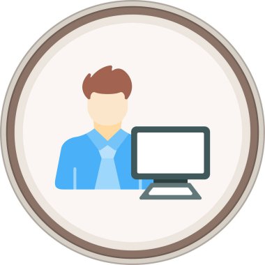 Kullanıcı PC Düz etiketi. Web Kullanımı için Vektör İllüstrasyonu