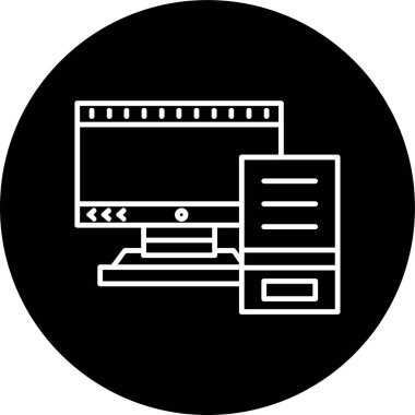 Computer Line inverted circle. Vector Illustration For Web Use