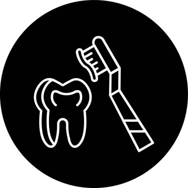 Brushing Teeth Line inverted circle. Vector Illustration For Web Use