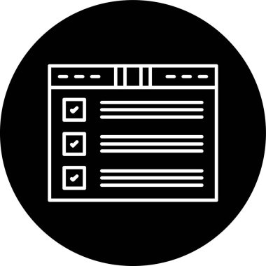 Checklist Line inverted circle. Vector Illustration For Web Use