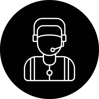 Customer Support Agent Line inverted circle. Vector Illustration For Web Use