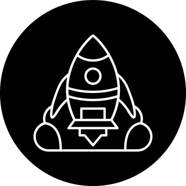 Rocket Launch Line inverted circle. Vector Illustration For Web Use