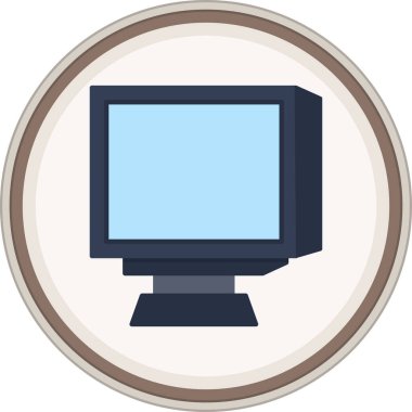 Bilgisayar yassı çıkartması. Web Kullanımı için Vektör İllüstrasyonu