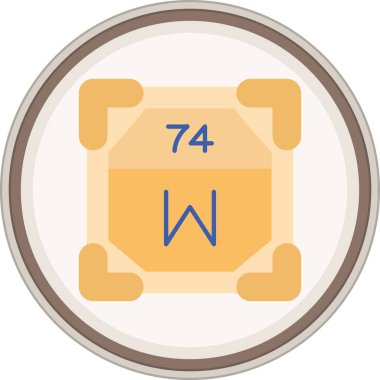 Tungsten yassı çıkartması. Web Kullanımı için Vektör İllüstrasyonu