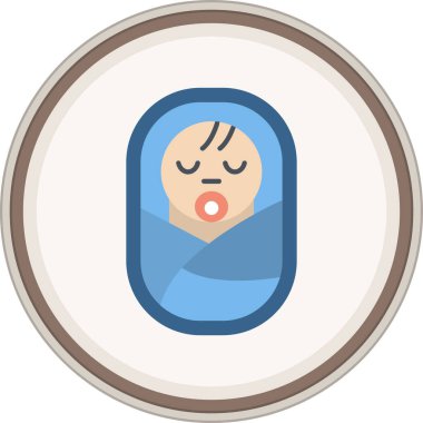 Bebek Flat çıkartması. Web Kullanımı için Vektör İllüstrasyonu