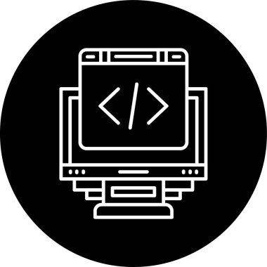 Coding Line inverted circle. Vector Illustration For Web Use