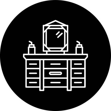 Bathroom Cabinet Line inverted circle. Vector Illustration For Web Use