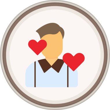 Oğlan yassı çıkartması. Web Kullanımı için Vektör İllüstrasyonu