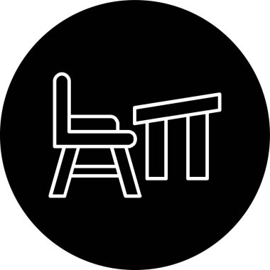 Desk Chair Line inverted circle. Vector Illustration For Web Use