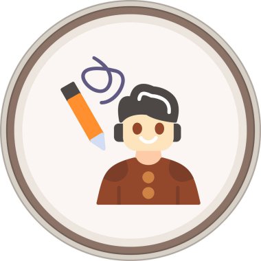 Kullanıcı İmza Düz Çıkartması. Web Kullanımı için Vektör İllüstrasyonu