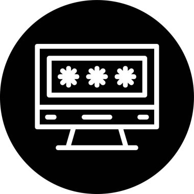 Şifre-Bilgisayar Hattı ters çevrilmiş daire. Web Kullanımı için Vektör İllüstrasyonu