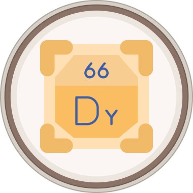 Dissprosyum yassı çıkartması. Web Kullanımı için Vektör İllüstrasyonu