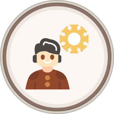 Account Settings Flat sticker. Vector Illustration For Web Use