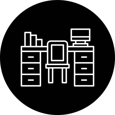 Desk Chair Line inverted circle. Vector Illustration For Web Use