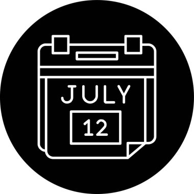 12 Temmuz Tarih Çizgisi ters çevrilmiş. Web Kullanımı için Vektör İllüstrasyonu