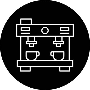 Coffee Machine Line inverted circle. Vector Illustration For Web Use