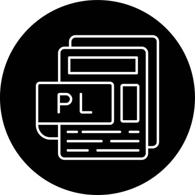 PL Dosya Satırı ters çevrilmiş çember. Web Kullanımı için Vektör İllüstrasyonu