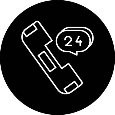 24 Hours Line inverted circle. Vector Illustration For Web Use