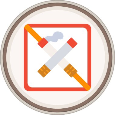 Smoking Flat çıkartması yok. Web Kullanımı için Vektör İllüstrasyonu