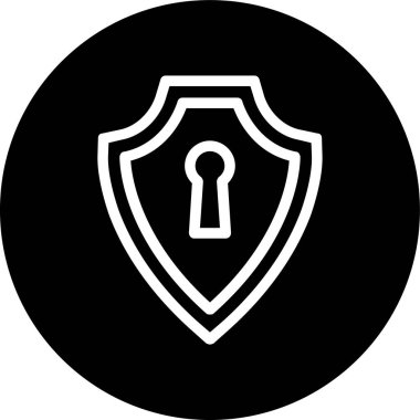 Shield-keyhole Line inverted circle. Vector Illustration For Web Use