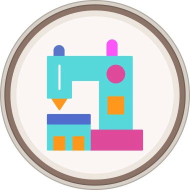 Düz Dikiş Makinesi çıkartması. Web Kullanımı için Vektör İllüstrasyonu