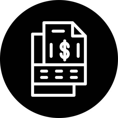 File-invoice-dollar Line inverted circle. Vector Illustration For Web Use