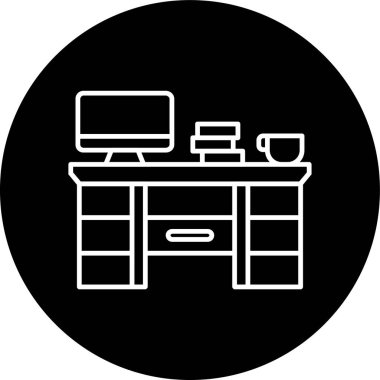 Computer Line inverted circle. Vector Illustration For Web Use