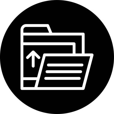 Folder-upload Line inverted circle. Vector Illustration For Web Use