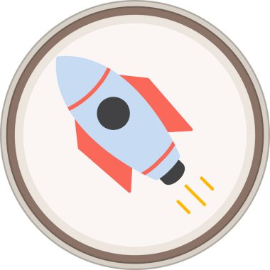 Rocket Flat çıkartması. Web Kullanımı için Vektör İllüstrasyonu