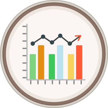Bar Chart Düz çıkartması. Web Kullanımı için Vektör İllüstrasyonu