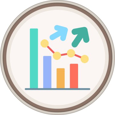 Bar Graph Düz çıkartması. Web Kullanımı için Vektör İllüstrasyonu