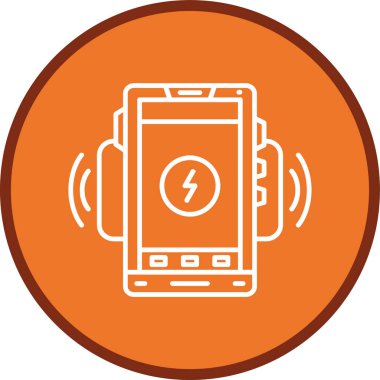 Kablosuz Şarj Hattı çoklu daire. Web Kullanımı için Vektör İllüstrasyonu