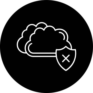 Cloud Computing Line inverted circle. Vector Illustration For Web Use