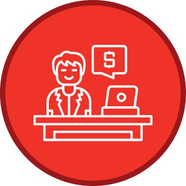 Muhasebeci Satır Çoklu Çember. Web Kullanımı için Vektör İllüstrasyonu