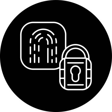 Fingerprint Scanning Line inverted circle. Vector Illustration For Web Use