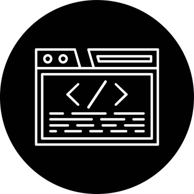 Kodlama Hattı ters çevrilmiş daire. Web Kullanımı için Vektör İllüstrasyonu