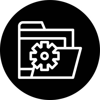 Folder-gear Line inverted circle. Vector Illustration For Web Use