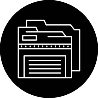 Folder Line inverted circle. Vector Illustration For Web Use