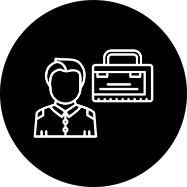 Briefcase Line inverted circle. Vector Illustration For Web Use