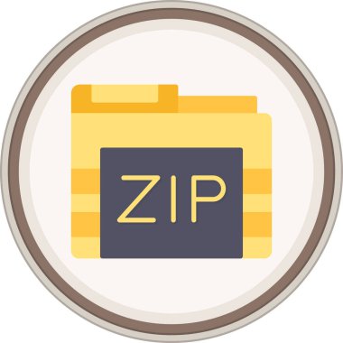 Zip Düz çıkartma. Web Kullanımı için Vektör İllüstrasyonu