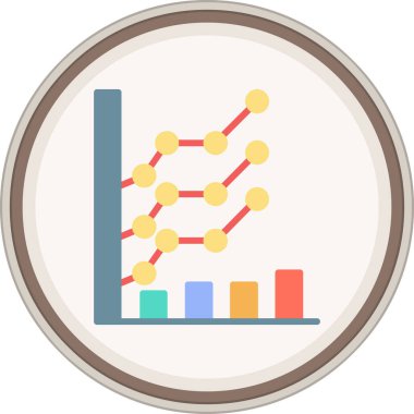 Çizgi Graph Düz çıkartması. Web Kullanımı için Vektör İllüstrasyonu