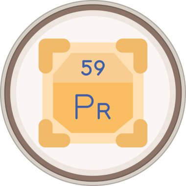 Praseodim yassı çıkartması. Web Kullanımı için Vektör İllüstrasyonu