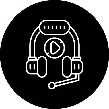 Headphones Line inverted circle. Vector Illustration For Web Use