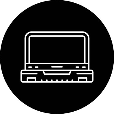 Laptop Line inverted circle. Vector Illustration For Web Use