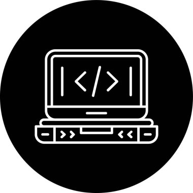 Kodlama Hattı ters çevrilmiş daire. Web Kullanımı için Vektör İllüstrasyonu