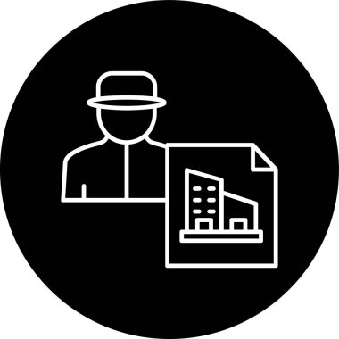 Urban Planner Line inverted circle. Vector Illustration For Web Use