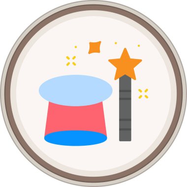 Sihirli Şapka Düz Etiketi. Web Kullanımı için Vektör İllüstrasyonu