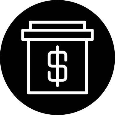 Box-dollar Line ters çevrilmiş daire. Web Kullanımı için Vektör İllüstrasyonu