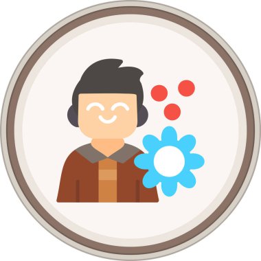 Yapımcı Flat çıkartması. Web Kullanımı için Vektör İllüstrasyonu